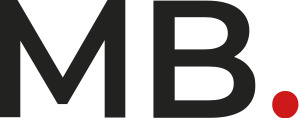 Logo Miriam Benz - Initialien MB mit rotem Punkt